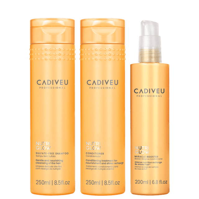 Kit Cadiveu Nutri Glow Shampoo 250ml + Condicionador 250ml + Miracle Booster 200ml