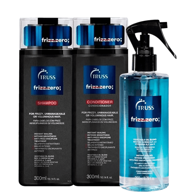 Truss Kit Lavagem Full Size Frizz Zero Shampoo 300ml + Condicionador 300ml + Mascara Liquida 260ml