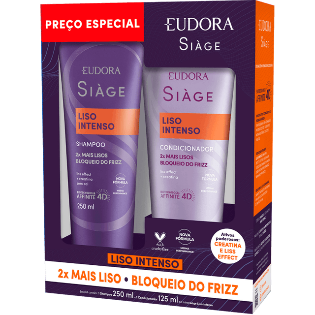 Kit Eudora Siàge Liso Intenso - Shampoo 250ml + Condicionador 125ml