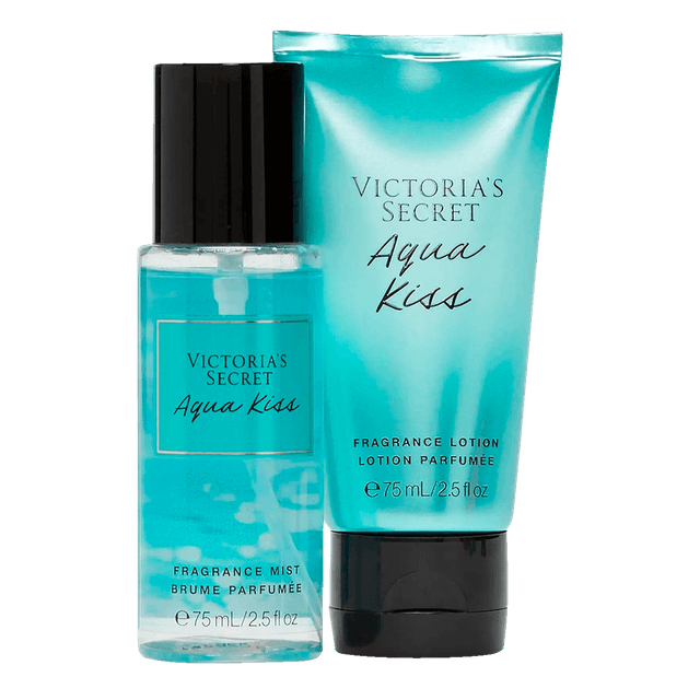 Kit Victoria's Secret Aqua Kiss - Body Splash 75ml + Body Lotion 75ml